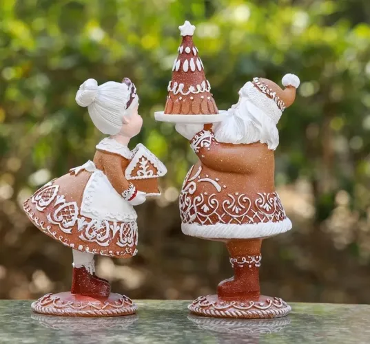 Mamãe Noel em resina 16 cm tema biscoito de gengibre