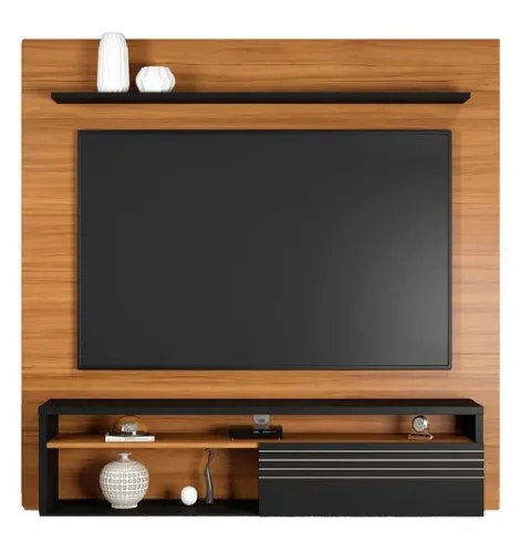 Painel para tv até 60° Notável Trend freijó é preto, um suporte de parede para televisores