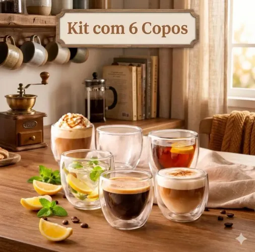 Kit 6 xícaras 80ml