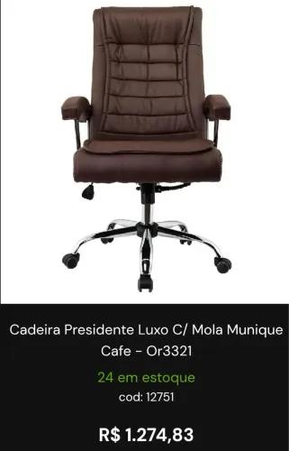 Cadeira Presidente Luxo C/ Mola Munique Cafe - Or3321