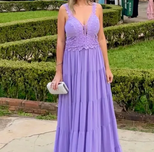 Vestido de festa longo lilás 