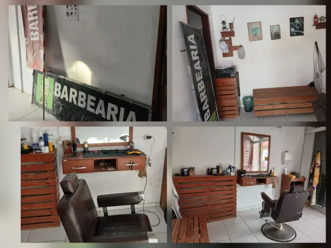 Vende-se móveis de barbearia incluindo 2 máquinas, placa banner e cadeira profissional