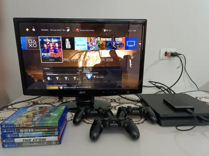 PS4 slim 500gb + Jogos e HD externo. LEIA DESCRIÇÃO!