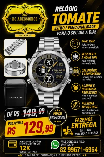 RELÓGIO ANALÓGICO É DIGITAL APROVA D?ÁGUA