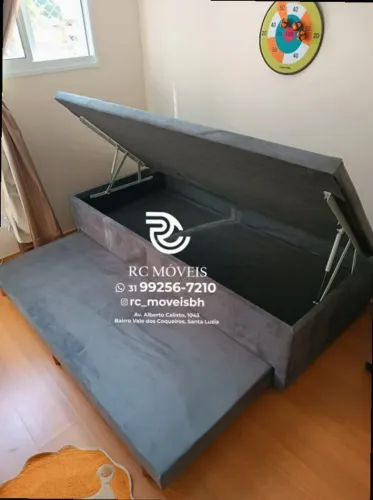Conjunto cama box Baú Tamanho individual com Cama Auxiliar 88x1,88 D33 Baú Blindado
