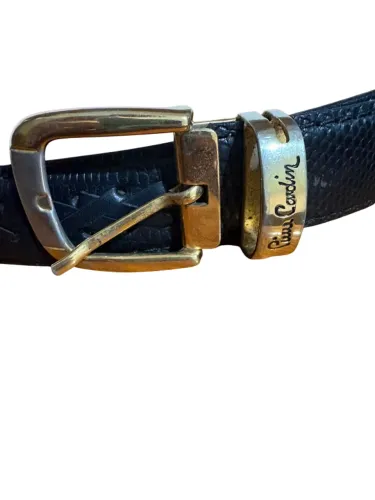 Cinto Pierre Cardin Original em Couro Preto - Fivela Metálica Premium