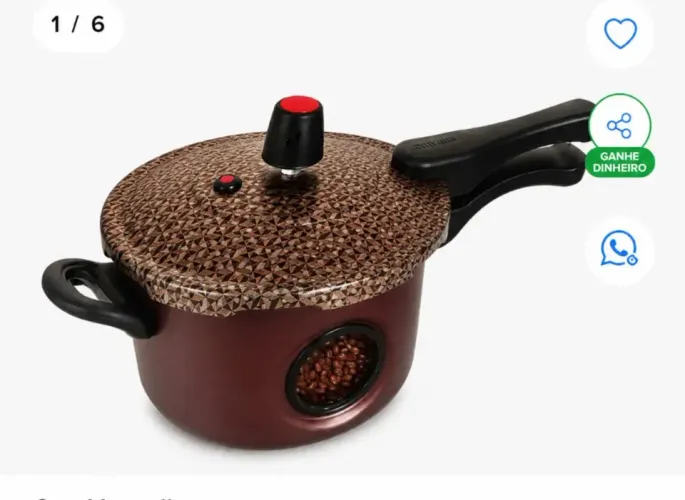 Panela de Pressão grafite  4,5 lt com visor lateral marrom