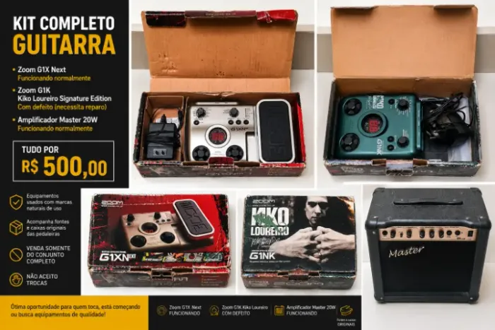Kit Guitarra - 2 Pedaleiras Zoom + Amplificador Master 20W