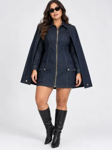 Vestido jeans feminino curto Lança Perfume capa - Veste 42/44- Ref. 5805