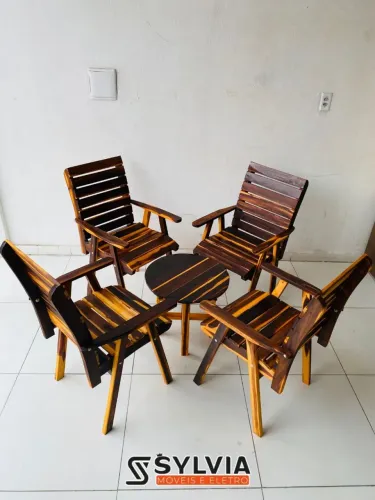 Conjunto de área externa madeira pau branco