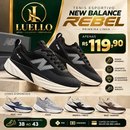 Tênis Esportivo Estilo Rebel | 38 ao 43 | 5 Cores | R$ 119,90