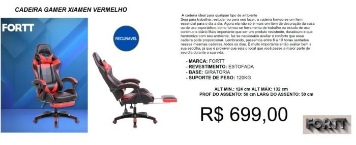 Cadeira gamer novidade - compre hoje e receba em até 72h