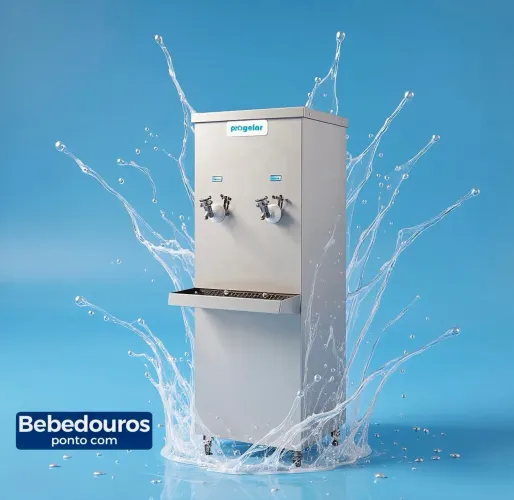 Bebedouro Industrial - 25 a 200 Litros Inox e Preto de Coluna 