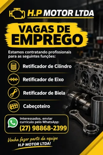 Vaga de Emprego em Retifica de Motores