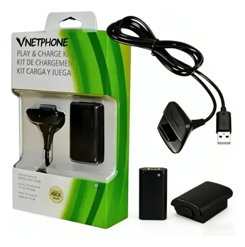 Kit 1 Bateria P/ Controle Xbox 360 + 1 Cabo Carregador 1.4m Voltagem de entrada 2.7vKit 1