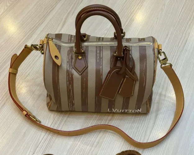 Bolsa rara couro legítimo Speedy P9 Bandoulière 30 modelo italiano Louis Vuitton