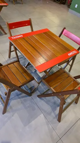 Jogo de mesa madeira 70x70