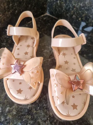 Mini Melissa Infantil | Laço Borboleta e Estrela | Nude Rosado | Tamanho 30