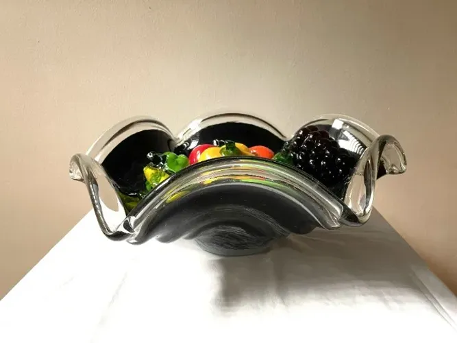 Fruteira com Frutas de Vidro Murano