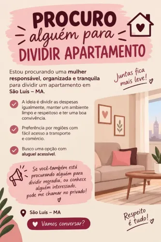 Procuro alguém pra dividir apartamento
