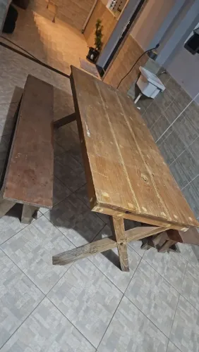 Mesa de Campo Pinus Tratada <br>Banco de Cedrinho tratado