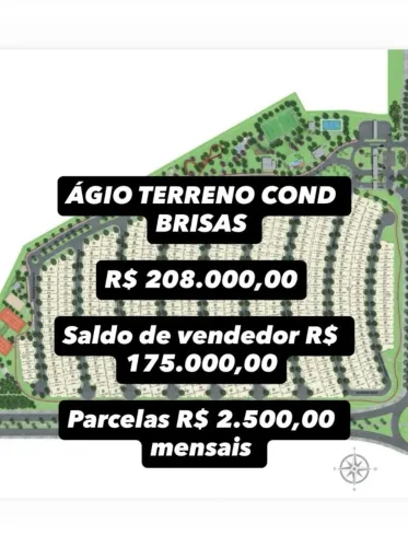 Terreno condominio brisas 250mts aceito carro ou parcelo