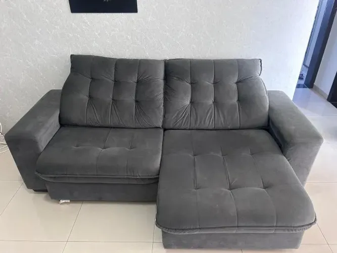 sofa 4 lugares tretrátil, Linoforte Benetton cor grafite