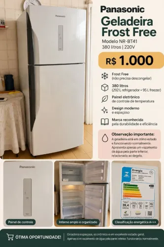 Geladeira Panasonic Frost Free 387 Litros - Excelente estado | R$ 1.000