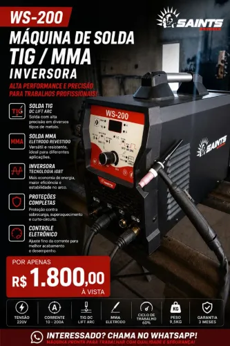 ? MÁQUINA DE SOLDA TIG / MMA WS-200 SAINTS ?