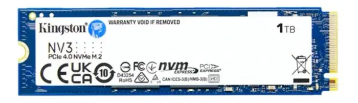 SSD Kingston NV3, 1 TB, M.2 2280, PCIe 4.0 x4, NVMe, Leitura: 6000 MB/s, Gravação: 4000 MB