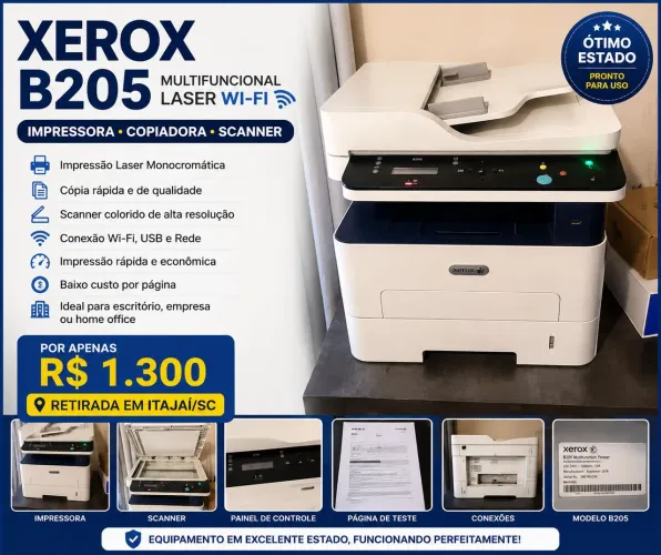 Impressora Multifuncional Xerox B205 Laser Wi-Fi
