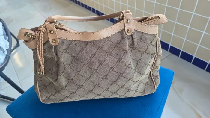 Bolsa Arezzo tecido com detalhe em couro