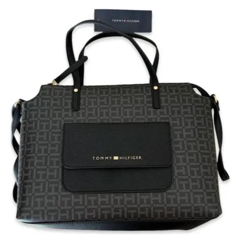 Bolsa Tommy Hilfiger Th Preta Com Alças Pretas