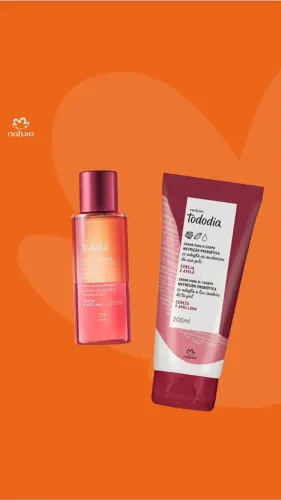 Conjunto Cereja e Avelã Natura Tododia - Óleo Bifásico Corporal e Creme Hidratante
