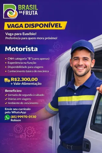 MOTORISTA ENTREGADOR - FÁBRICA DE AÇAÍ