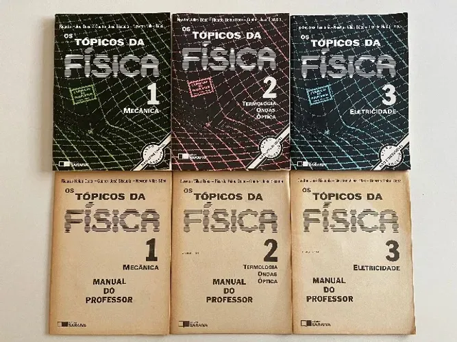 Raridade 1984 - Coleção Os Tópicos da Física Completa (Vols 1-3) + 3 Manuais do Professor