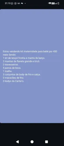 Lote kit maternidade para bebê