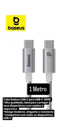 Cabo Baseus 100W tipo C