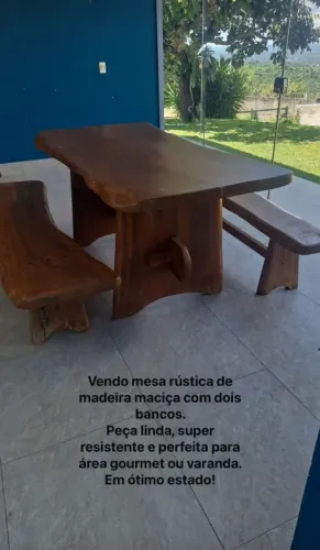 Vendo mesa rústica e bancos para área gourmet