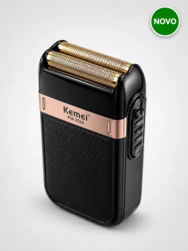 Barbeador Elétrico Shaver Kemei KM-2024 Recarregável USB-C Lâmina Dupla