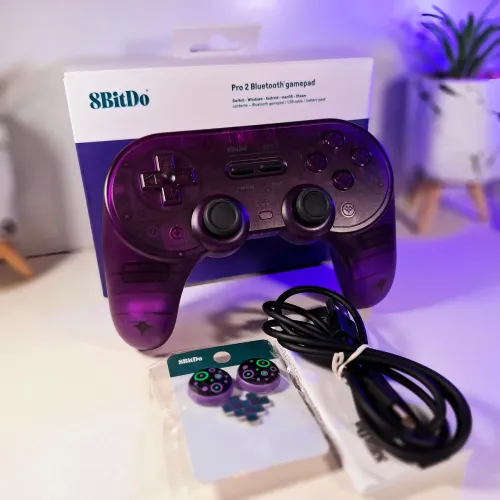Controle gamepad 8bitdo pro 2 raro edição especial roxo coleção sem fio Bluetooth