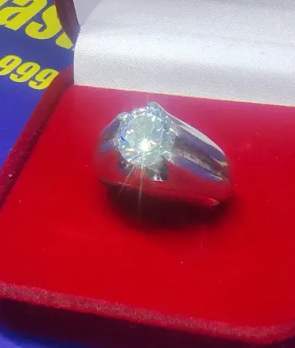 Anel Masculino Prata 950 Pé de Cabra Pedra Zircônia 6 mm Peso 7.20 Gramas                 