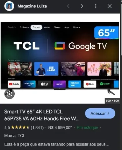 tv para peças ou concerto