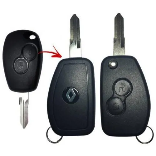 Chave Canivete Renault Carcaça 2 Botões Preto Alarme Automotivo