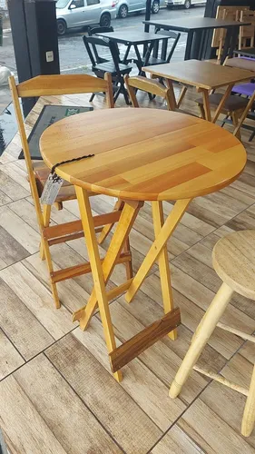 Mesa bistrô Dobrável alta de Madeira
