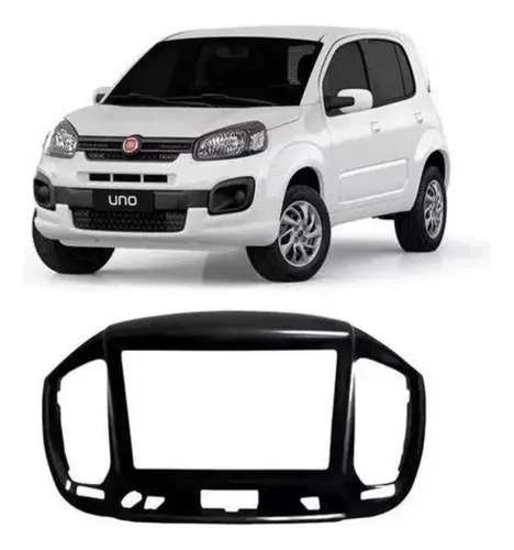 Moldura Painel Dvd 2 Din Fiat Uno 2015 A 2021 Preto Fosco