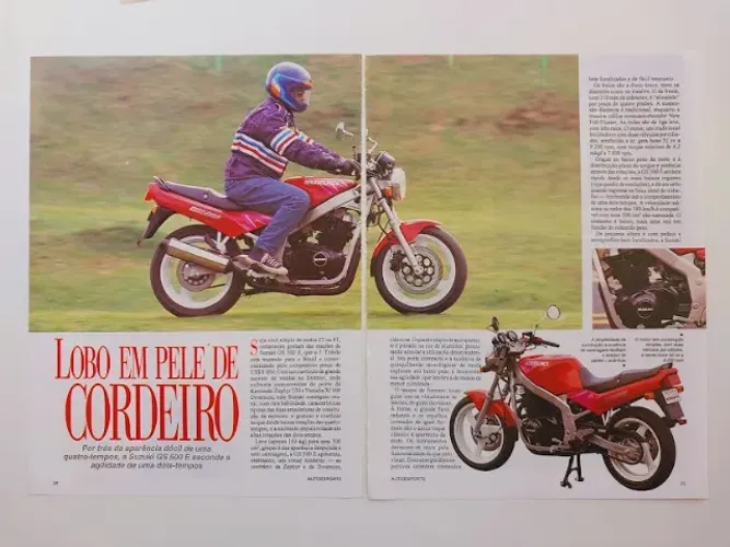 Suzuki GS 500 E - Página original de revista com teste de época