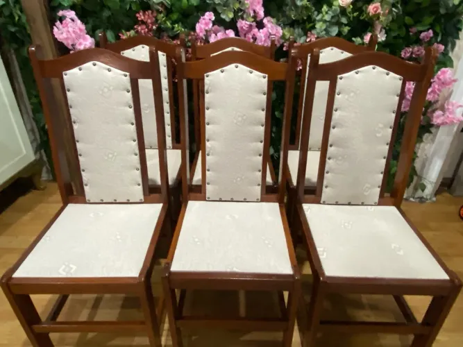 Conjunto de 6 Cadeiras de Jantar em Madeira ESTOFADOS NOVOS