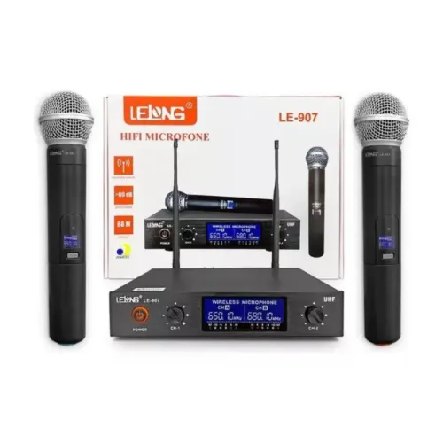 (NOVO) Kit Microfones Profissionais Sem Fio Lelong LE-907 UHF