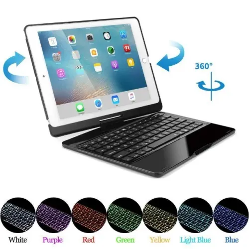 Capa 360° Com Teclado Iluminado P/ Ipad 7 8 9 10.2 Ipad 10.5